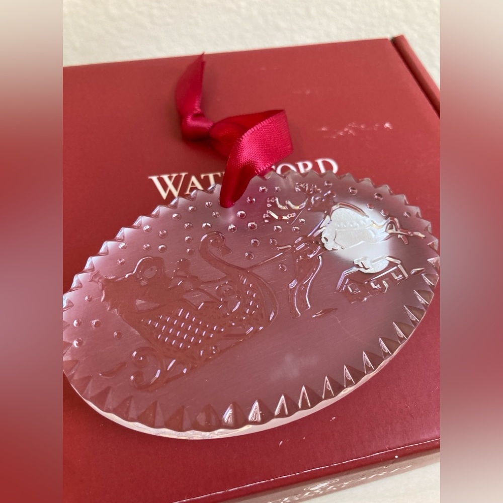 Still in Box Waterford Crystal Twas The Night Ornament with Red Ribbon
